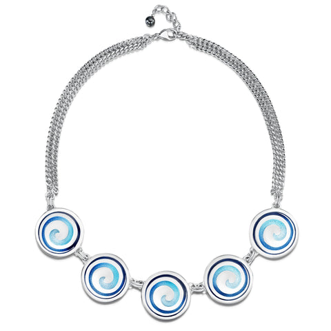 Surfbreaker Enamel Statement Pendant in Sterling Silver by Sheila Fleet Jewellery