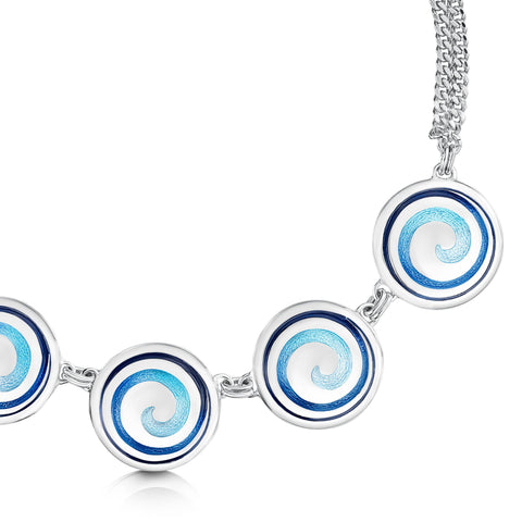 Surfbreaker Enamel Statement Pendant in Sterling Silver by Sheila Fleet Jewellery