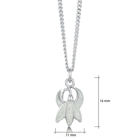 Snowdrop Petite Sterling Silver Pendant in Crystal Enamel
