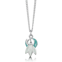 Snowdrop Petite Sterling Silver Pendant in Leaf Enamel by Sheila Fleet Jewellery