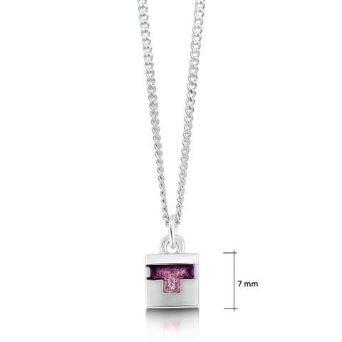 Castle Small Pendant Necklace in Amethyst Enamel