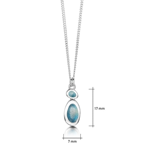 Shoreline Pebble 2-pebble Petite Pendant in Blue Grey Enamel by Sheila Fleet Jewellery