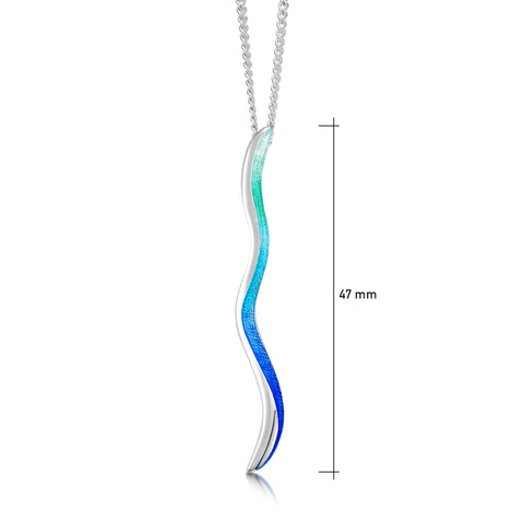 Atlantic Swell 1-frond Pendant Necklace in Ocean Hue Enamel by Sheila Fleet Jewellery