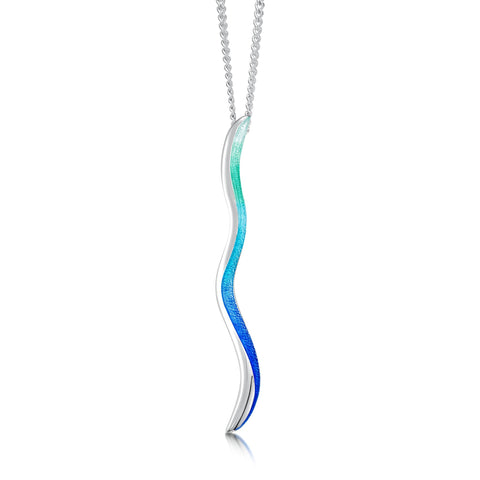 Atlantic Swell 1-frond Pendant Necklace in Ocean Hue Enamel by Sheila Fleet Jewellery