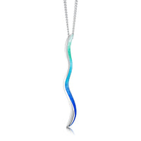 Atlantic Swell 1-frond Pendant Necklace in Ocean Hue Enamel by Sheila Fleet Jewellery