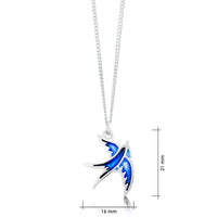 Small Swallows Pendant Necklace in Sapphire Enamel