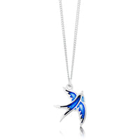 Small Swallows Pendant Necklace in Sapphire Enamel by Sheila Fleet Jewellery