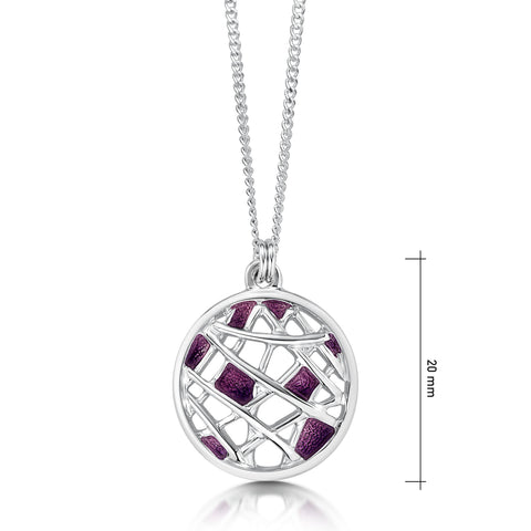 Small Creel Pendant Necklace in Amethyst Enamel