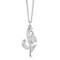Snowdrop Small Silver Pendant Necklace in Crystal Enamel by Sheila Fleet Jewellery