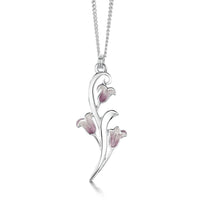 Bluebell 3-flower Small Pendant Necklace in Pinkbell Enamel by Sheila Fleet Jewellery