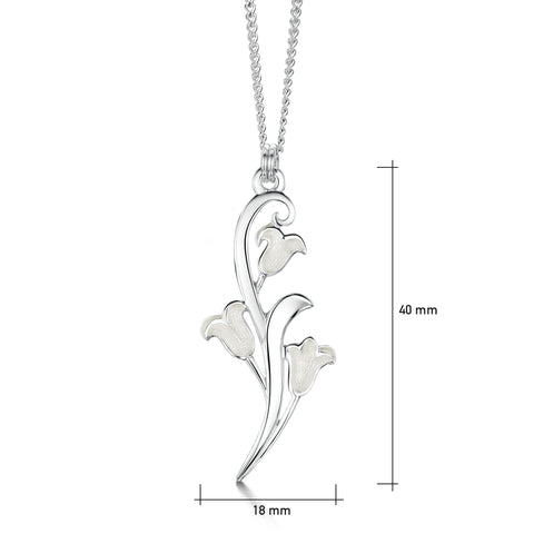 Bluebell 3-flower Small Pendant Necklace in Whitebell Enamel