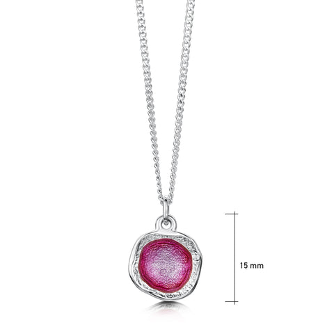 Lunar Bright Small Pendant Necklace in Hot Pink Enamel
