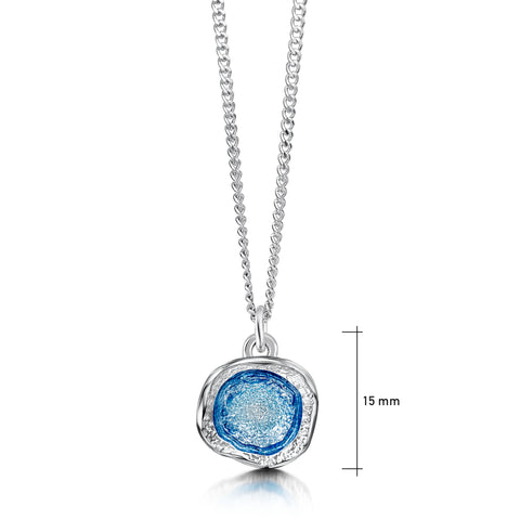 Lunar Small Pendant Necklace in Lunar Blue Enamel
