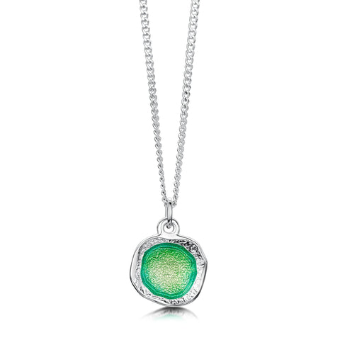 Lunar Bright Small Pendant in Spring Green Enamel by Sheila Fleet Jewellery