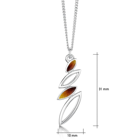 Seasons Silver Small Pendant Necklace in Autumn Enamel by Sheila Fleet Jewellery