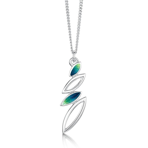 Seasons Silver Small Pendant Necklace in Spring Enamel by Sheila Fleet Jewellery