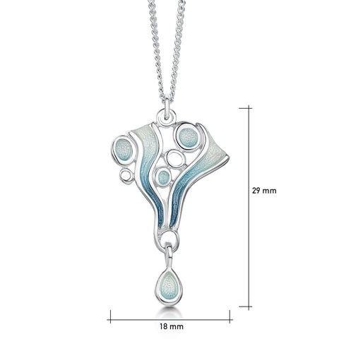Arctic Stream Small Droplet Pendant in Arctic Blue Enamel by Sheila Fleet Jewellery