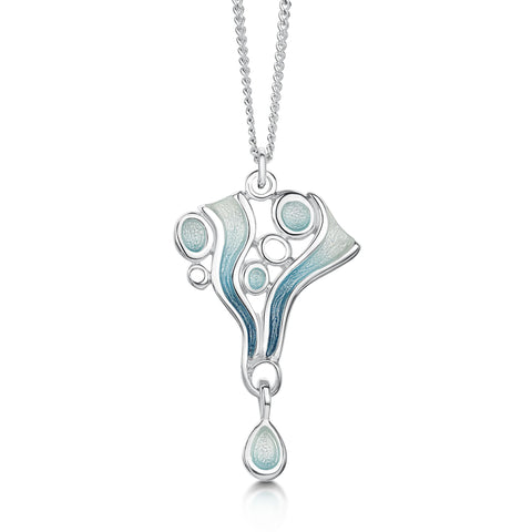 Arctic Stream Small Droplet Pendant in Arctic Blue Enamel by Sheila Fleet Jewellery