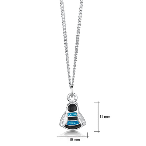 Bumblebee Small Sterling Silver Pendant in Blue Enamel by Sheila Fleet Jewellery