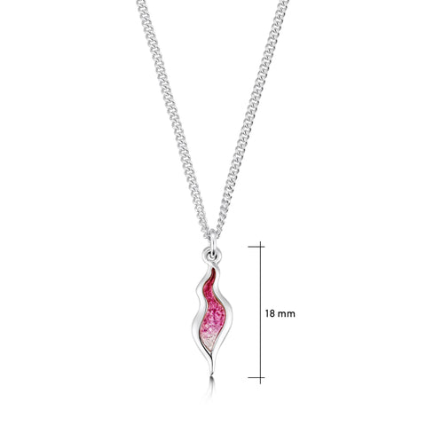 River Ripples Small Pendant Necklace in Hot Pink Enamel