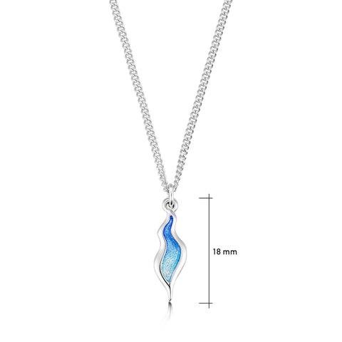 River Ripples Small Pendant Necklace in Light Ocean Enamel