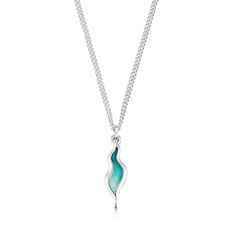 River Ripples Small Pendant Necklace in Sea Green Enamel by Sheila Fleet Jewellery
