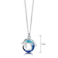 Dolphin Curl Small Pendant Necklace in Ocean Enamel by Sheila Fleet Jewellery