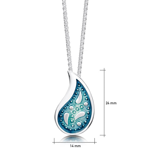 Paisley Leaf Pendant Necklace in Verdi Enamel