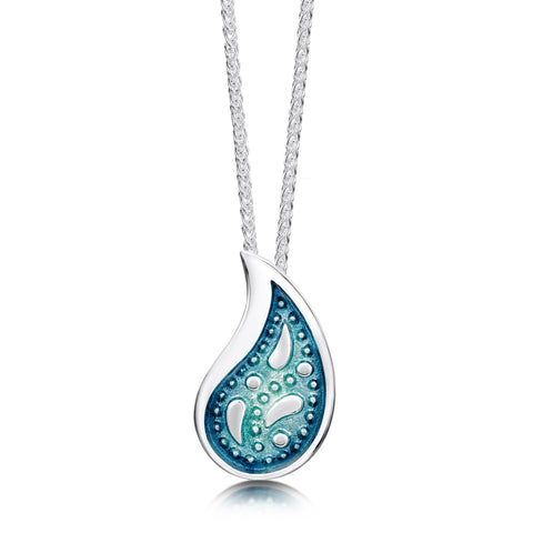 Paisley Leaf Pendant Necklace in Verdi Enamel by Sheila Fleet Jewellery