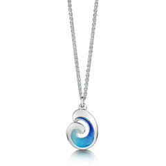 Wave Silver Pendant in Light Ocean Enamel by Sheila Fleet Jewellery