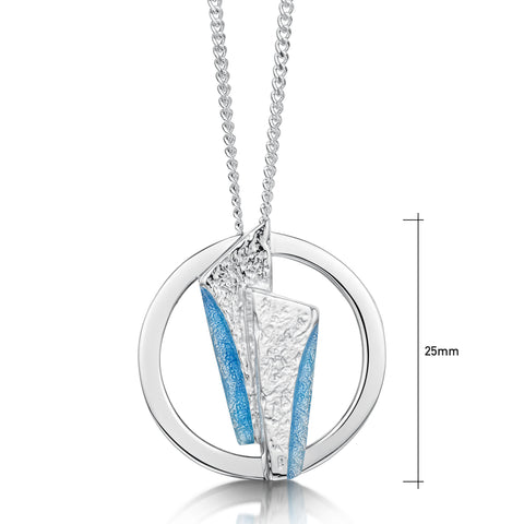 Stone Circles Enamel Pendant Necklace in Sterling Silver