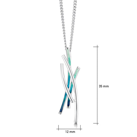 Wild Grasses Pendant Necklace in Peacock Enamel by Sheila Fleet Jewellery