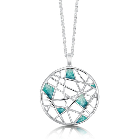 Creel Pendant Necklace in Storm Enamel by Sheila Fleet Jewellery