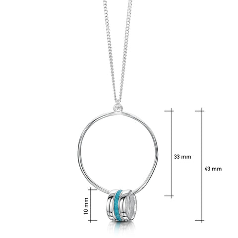 Wave Surfers 3-ring Enamel Pendant Necklace in Sterling Silver by Sheila Fleet Jewellery