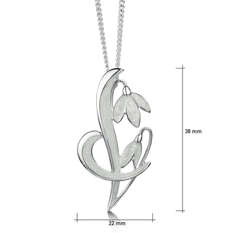 Snowdrop Sterling Silver Pendant Necklace in Crystal Enamel
