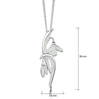 Snowdrop Slender Silver Pendant Necklace in Crystal Enamel