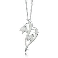 Snowdrop Small Sterling Silver Pendant in Crystal Enamel by Sheila Fleet Jewellery