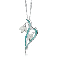 Snowdrop Small Sterling Silver Pendant in Leaf Enamel by Sheila Fleet Jewellery