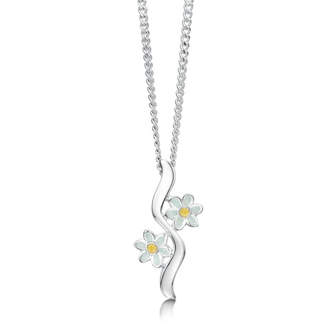 Daisies at Dawn 2-flower Enamel Pendant