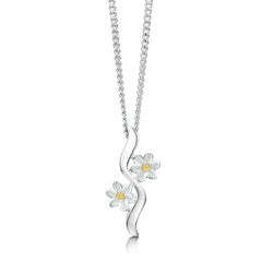 Daisies at Dawn 2-flower Enamel Pendant
