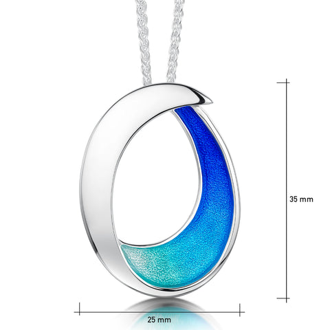 Sea & Surf Pendant Necklace in Ocean Hue Enamel