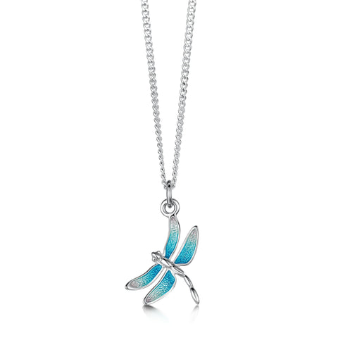 Dragonfly Enamelled Pendant Necklace in Sterling Silver by Sheila Fleet Jewellery