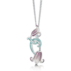 Bluebell Pendant Necklace in Pinkbell Enamel by Sheila Fleet Jewellery