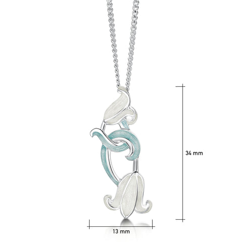 Bluebell Pendant Necklace in Whitebell Enamel