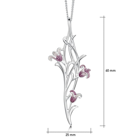 Bluebell 3-flower Pendant Necklace in Pinkbell Enamel