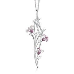 Bluebell 3-flower Pendant Necklace in Pinkbell Enamel by Sheila Fleet Jewellery
