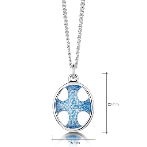 Cross of the Kirk Silver Pendant in Cool Slate Enamel by Sheila Fleet Jewellery
