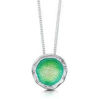 Lunar Bright Pendant Necklace in Spring Green Enamel by Sheila Fleet Jewellery