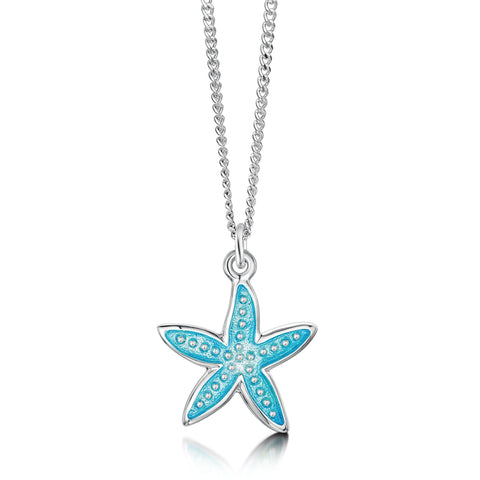 Starfish Pendant Necklace in Shallows Enamel by Sheila Fleet Jewellery