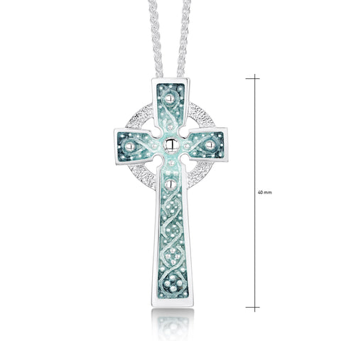 Iona Cross Enamelled Pendant Necklace in Sterling Silver by Sheila Fleet Jewellery